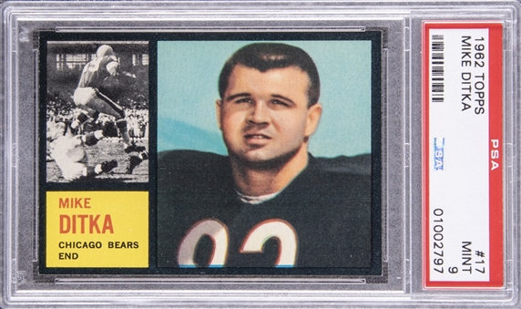 1962 Topps #17 Mike Ditka Rookie Card – PSA MINT 9